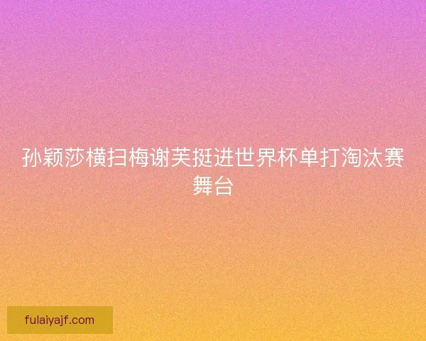 孙颖莎横扫梅谢芙挺进世界杯单打淘汰赛舞台